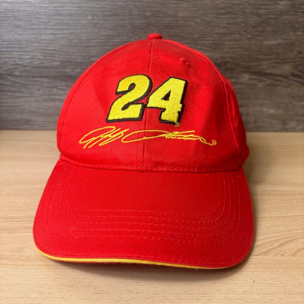 VINTAGE Nascar Hat Cap Strap Back Red Jeff Gordon Racing Chase Lightweight